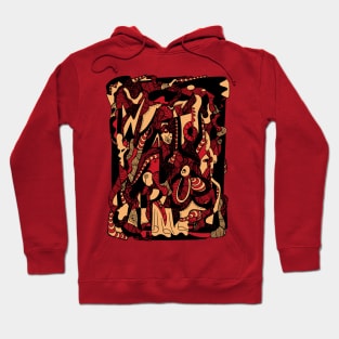 Red and Cream Color Abstract Wave of Thoughts No 4 Hoodie